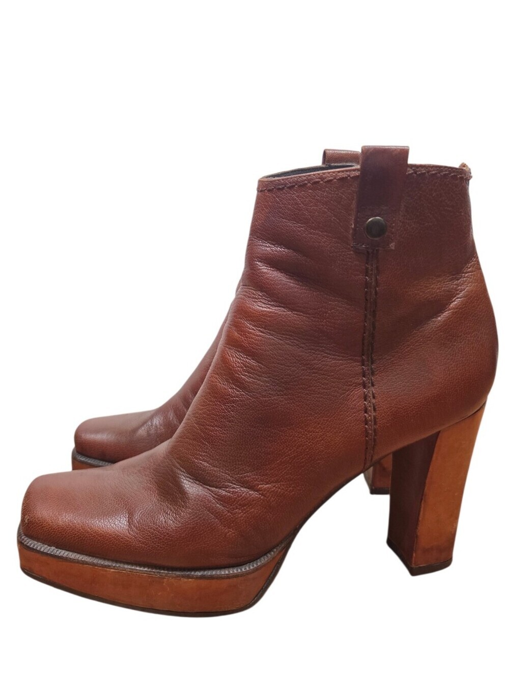 Stuart Weitzman Women's Leather Heeled Ankle Brown Boots Size 7 Boho Casual Fall